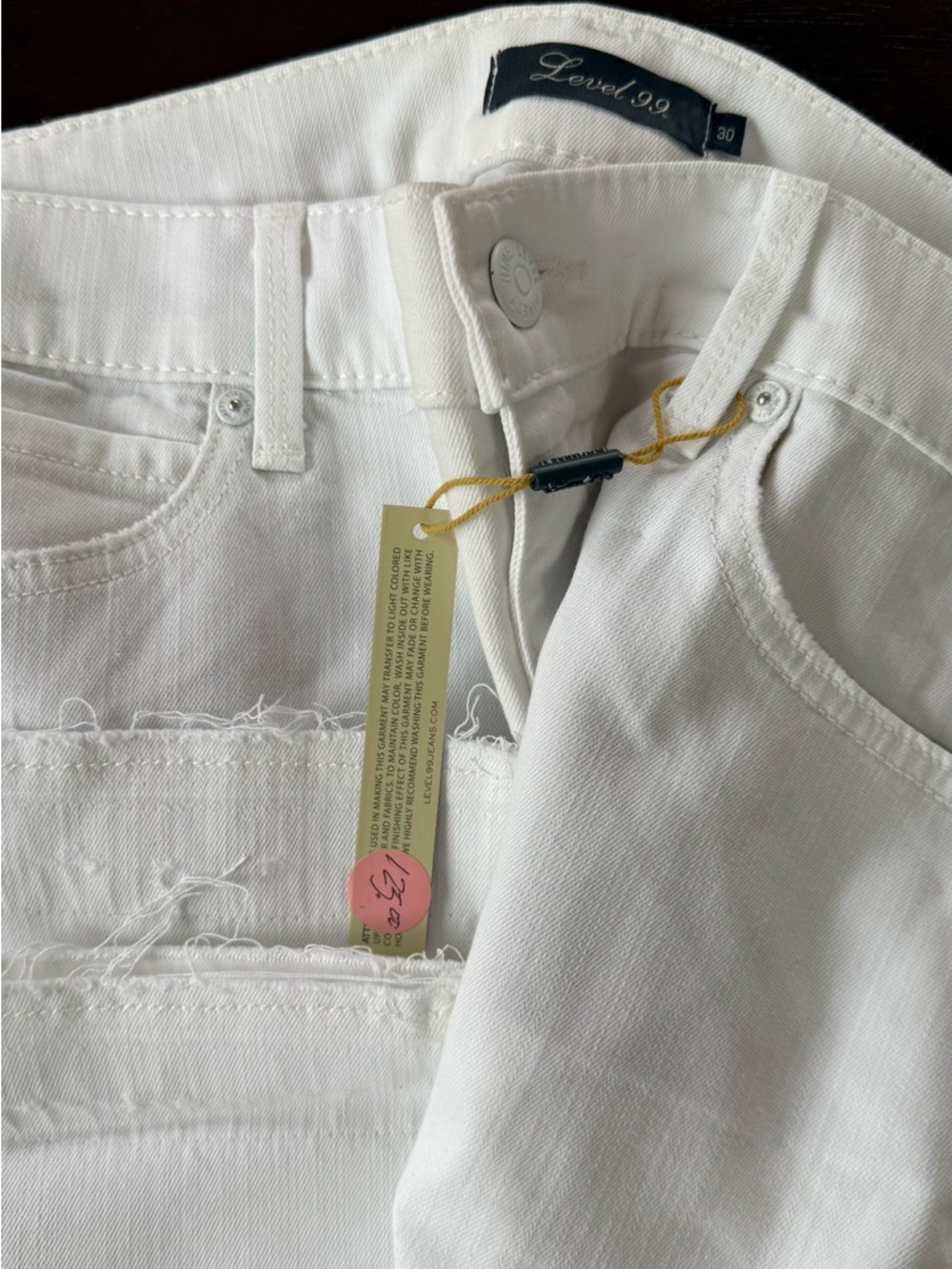 Level 99 White Frayed Hem Skinny Jeans - Picture 5 of 5
